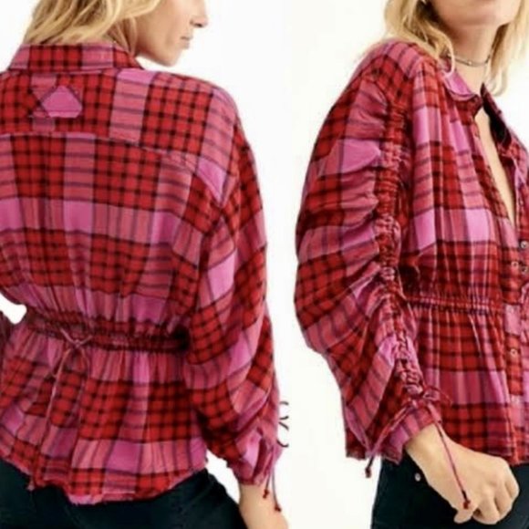 SOLD We The Free People Plaid Peplum - Picture 3 of 7